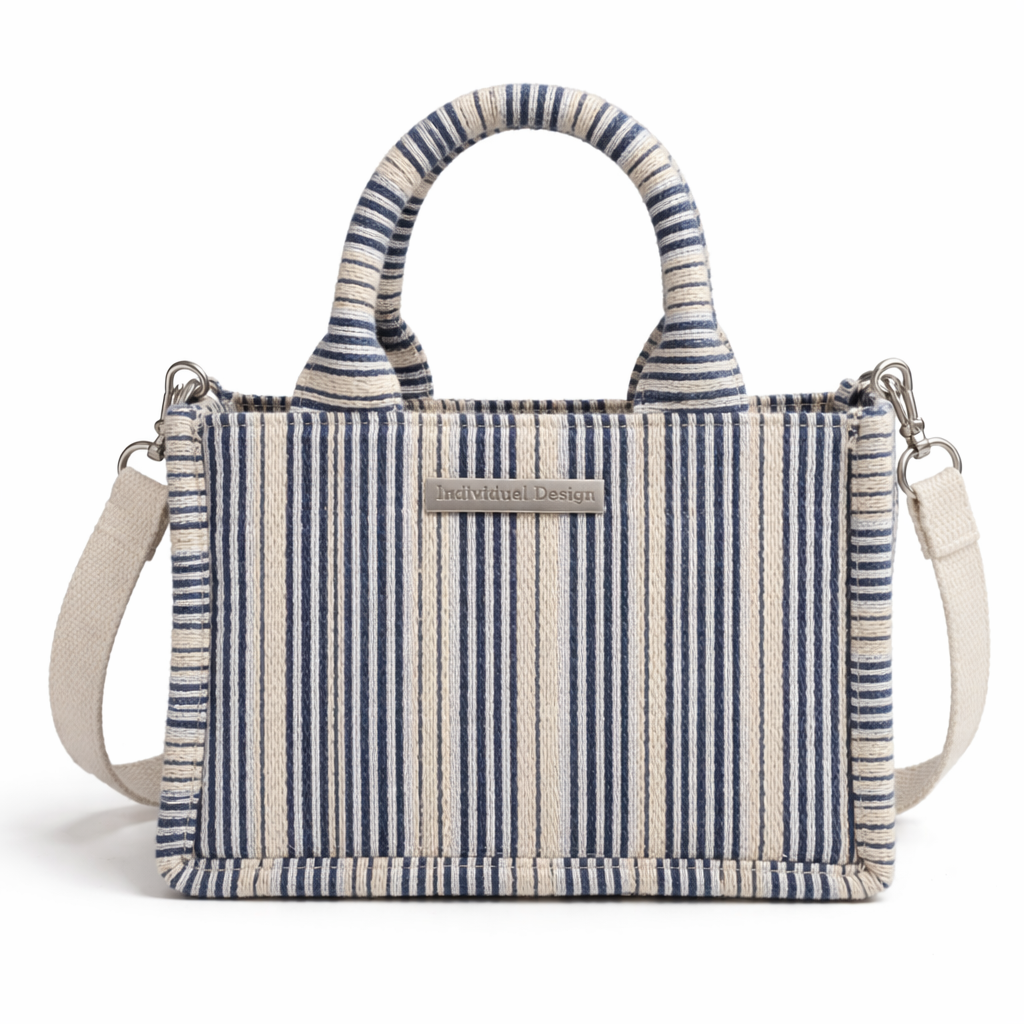 Adara Stripe Mini Tote Bag - Blue