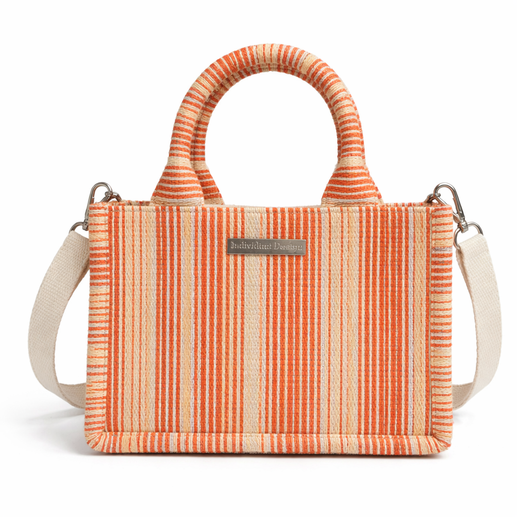 Adara Stripe Mini Tote Bag - Orange