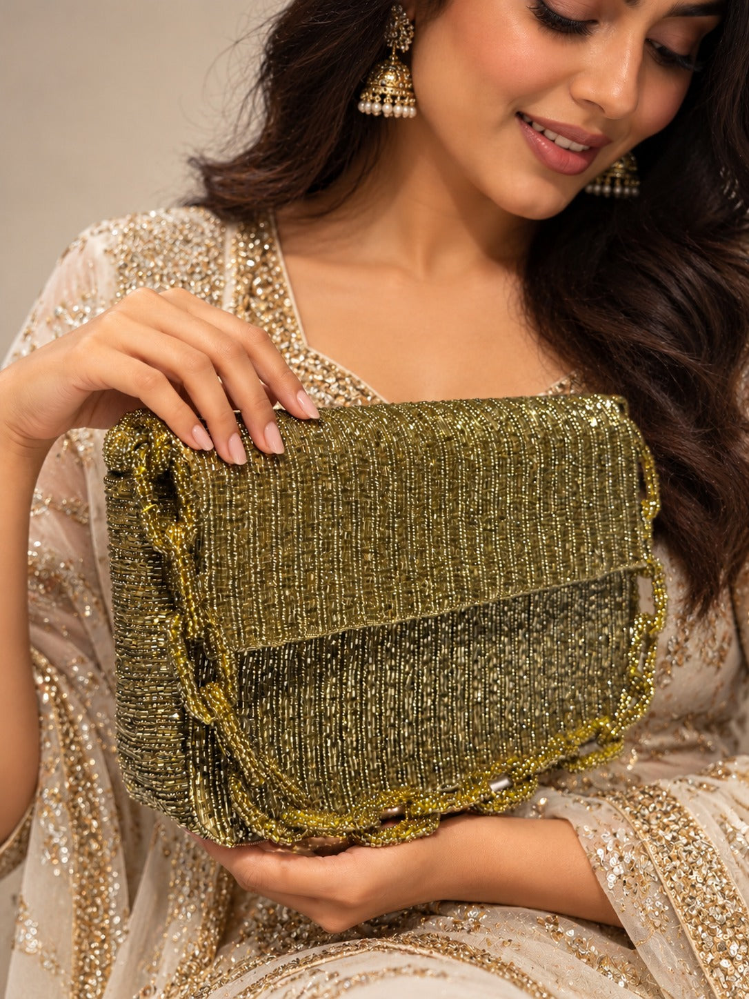 Aurelle Gold – Crystal Embellished Shoulder Bag