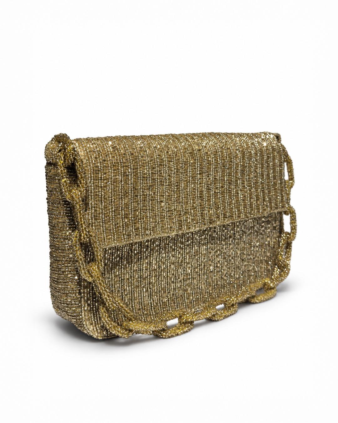 Aurelle Gold – Crystal Embellished Shoulder Bag