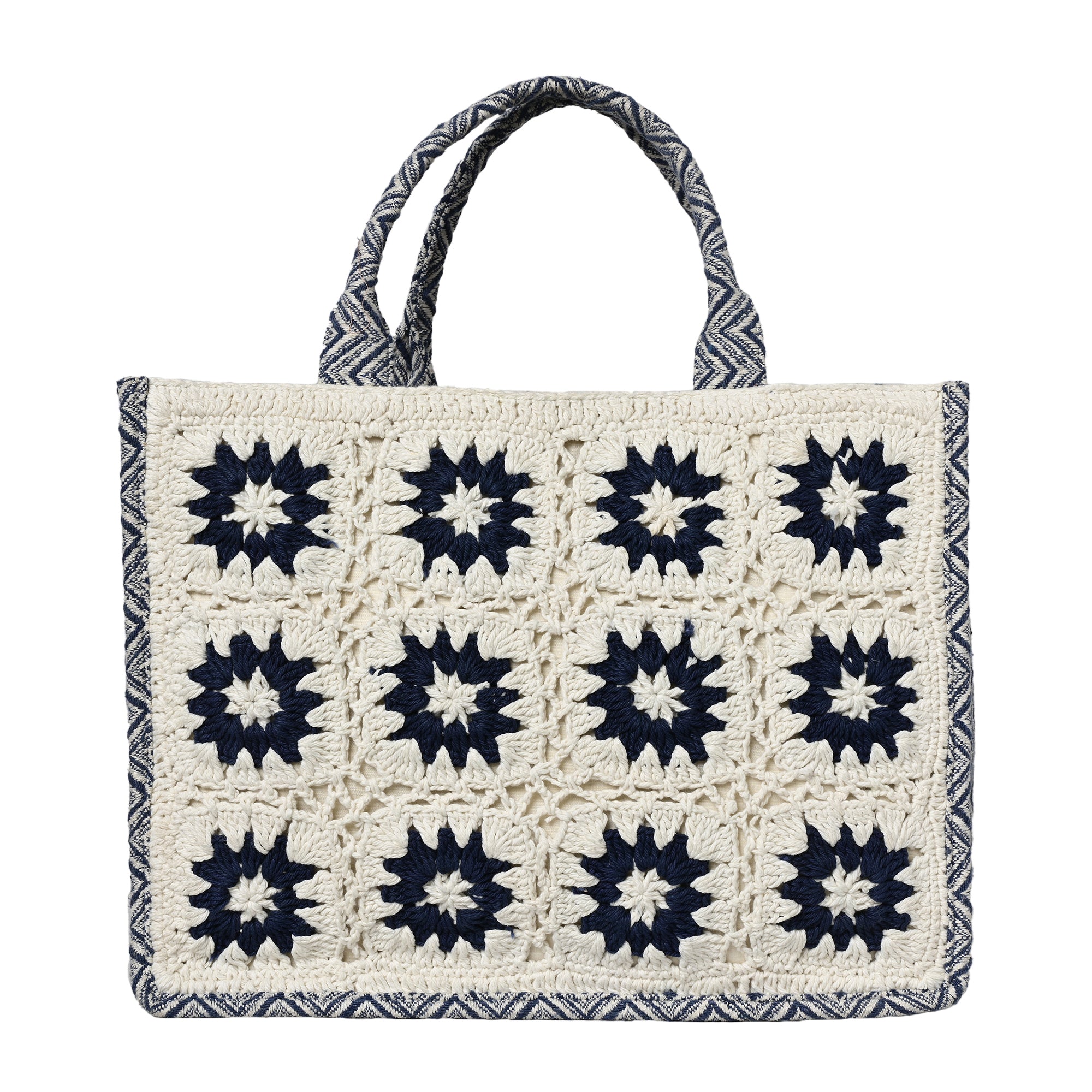 Zaina Box Bag - Blue Double Sided Crochet